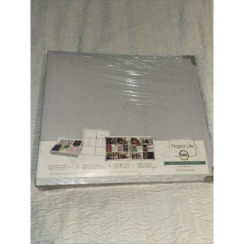 Becky Higgins Project Life Snapshots 12x12 Scrapbook Album Sealed Gray Striped
